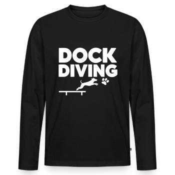 Dock Diving Saying Dog Diving Dock Diving Gift - Men's Premium Organic Long Sleeve Shirt - black - Front - Nico (187cm)