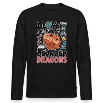 Bearded Dragon Science Student Bearded Dragon Gift - Men's Premium Organic Long Sleeve Shirt - black - Front - Nico (187cm)