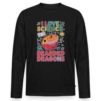 Bearded Dragon Science Student Bearded Dragon Gift - Men's Premium Organic Long Sleeve Shirt - black - Front - Nico (187cm)