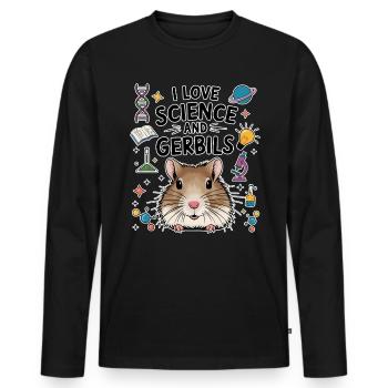 Gerbil Science Student Fun Gerbil Gift - Men's Premium Organic Long Sleeve Shirt - black - Front - Nico (187cm)