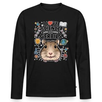 Gerbil Science Student Fun Gerbil Gift - Men's Premium Organic Long Sleeve Shirt - black - Front - Nico (187cm)