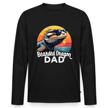 Dragon barbu disant papa drôle dragon barbu cadeau - T-shirt manches longues Premium bio Homme - noir - Devant - Nico (187cm)