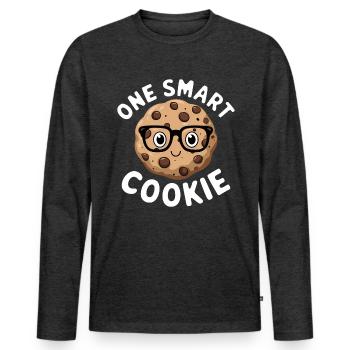 Cookies Disant Biscuits au Chocolat Cadeau de Cookie Drôle - T-shirt manches longues Premium bio Homme - anthracite chiné - Devant - Nico (187cm)