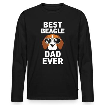 Beagle Dad Dog Father Funny Beagle Gift - Men's Premium Organic Long Sleeve Shirt - black - Front - Nico (187cm)