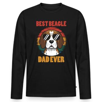 Beagle Dad Dog Father Funny Beagle Gift - Men's Premium Organic Long Sleeve Shirt - black - Front - Nico (187cm)