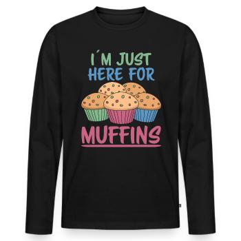 Muffin Saying Muffins Funny Muffins Gift - Men's Premium Organic Long Sleeve Shirt - black - Front - Nico (187cm)