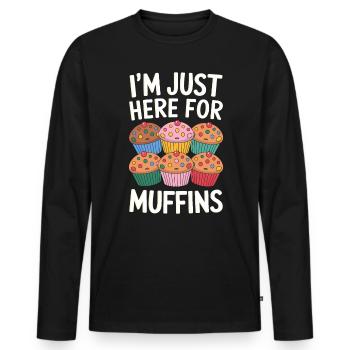 Muffin Saying Muffins Funny Muffins Gift - Men's Premium Organic Long Sleeve Shirt - black - Front - Nico (187cm)