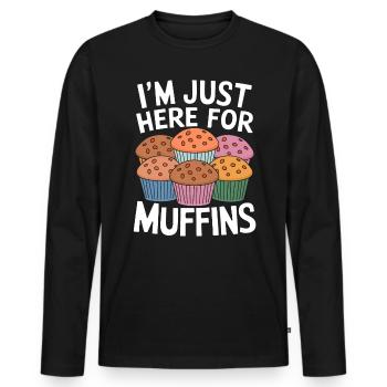 Muffin Saying Muffins Funny Muffins Gift - Men's Premium Organic Long Sleeve Shirt - black - Front - Nico (187cm)