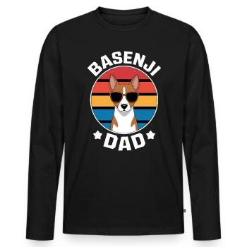 Basenji Disant Papa Chien Drôle Basenji Cadeau - T-shirt manches longues Premium bio Homme - noir - Devant - Nico (187cm)
