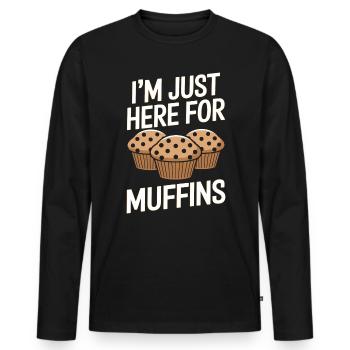 Muffin Saying Muffins Funny Muffins Gift - Men's Premium Organic Long Sleeve Shirt - black - Front - Nico (187cm)