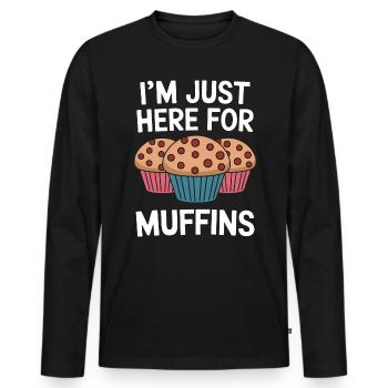 Muffin Saying Muffins Funny Muffins Gift - Men's Premium Organic Long Sleeve Shirt - black - Front - Nico (187cm)
