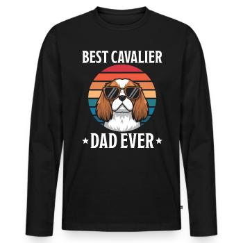 Cavalier King Charles Spaniel Disant Papa Cadeau - T-shirt manches longues Premium bio Homme - noir - Devant - Nico (187cm)