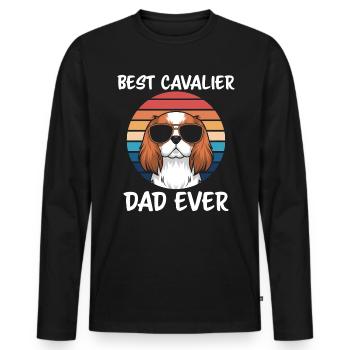 Cavalier King Charles Spaniel Disant Papa Cadeau - T-shirt manches longues Premium bio Homme - noir - Devant - Nico (187cm)