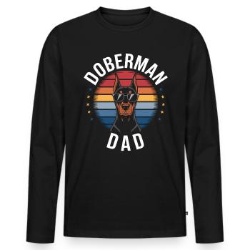 Dobermann Spruch Papa Lustiges Dobermann Geschenk - Männer Premium Bio Langarmshirt - Schwarz - Vorne - Nico (187cm)