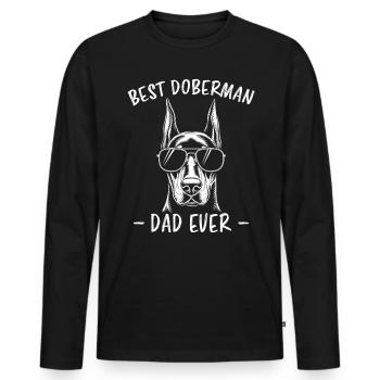 Dobermann Spruch Papa Lustiges Dobermann Geschenk - Männer Premium Bio Langarmshirt - Schwarz - Vorne - Nico (187cm)