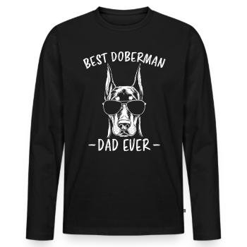 Dobermann Spruch Papa Lustiges Dobermann Geschenk - Männer Premium Bio Langarmshirt - Schwarz - Vorne - Nico (187cm)