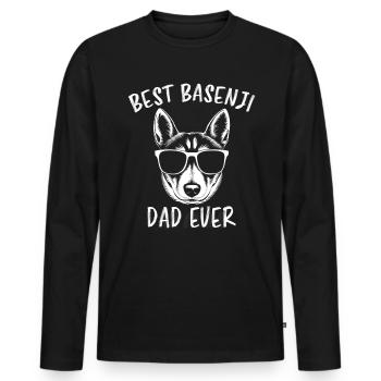 Basenji Spruch Papa Hund Lustiges Basenji Geschenk - Männer Premium Bio Langarmshirt - Schwarz - Vorne - Nico (187cm)