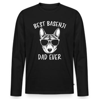 Basenji Disant Papa Chien Drôle Basenji Cadeau - T-shirt manches longues Premium bio Homme - noir - Devant - Nico (187cm)