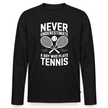 Tennis Dire Garçons Drôle Tennis Cadeau - T-shirt manches longues Premium bio Homme - noir - Devant - Nico (187cm)