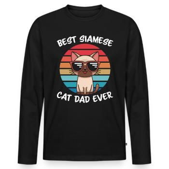 Siamkatze Spruch Siamkatze Papa Siamkatze Geschenk - Männer Premium Bio Langarmshirt - Schwarz - Vorne - Nico (187cm)