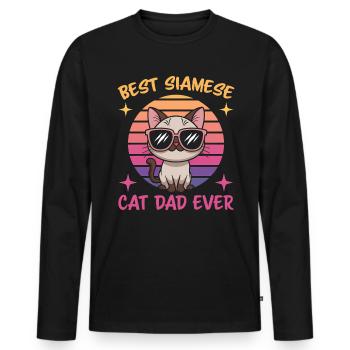 Siamkatze Spruch Siamkatze Papa Siamkatze Geschenk - Männer Premium Bio Langarmshirt - Schwarz - Vorne - Nico (187cm)