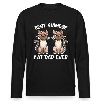 Siamkatze Spruch Siamkatze Papa Siamkatze Geschenk - Männer Premium Bio Langarmshirt - Schwarz - Vorne - Nico (187cm)
