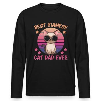 Siamkatze Spruch Siamkatze Papa Siamkatze Geschenk - Männer Premium Bio Langarmshirt - Schwarz - Vorne - Nico (187cm)