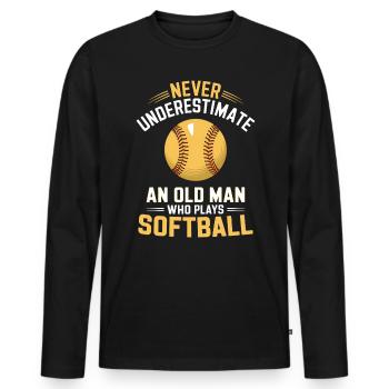 Softball Spruch Sport Lustiges Softball Geschenk - Männer Premium Bio Langarmshirt - Schwarz - Vorne - Nico (187cm)