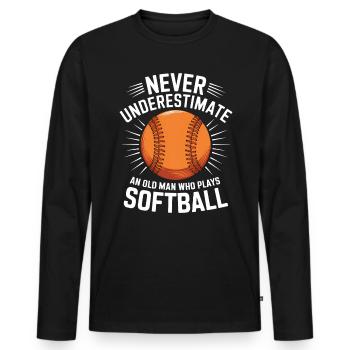 Softball Spruch Sport Lustiges Softball Geschenk - Männer Premium Bio Langarmshirt - Schwarz - Vorne - Nico (187cm)