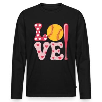 Softball Softball Player Cute Softball Gift - Men's Premium Organic Long Sleeve Shirt - black - Front - Nico (187cm)