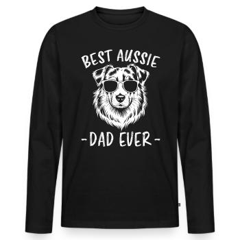 Australian Shepherd Dad Funny Aussie Gift - Men's Premium Organic Long Sleeve Shirt - black - Front - Nico (187cm)
