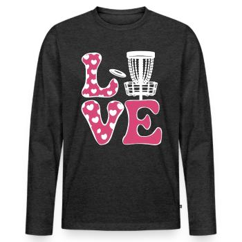 Discgolf Spruch Sport Lustiges Discgolf Geschenk - Männer Premium Bio Langarmshirt - Anthrazit meliert - Vorne - Nico (187cm)