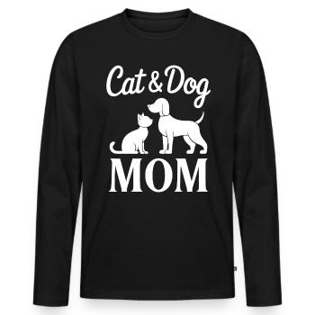 Cat and Dog Saying Funny Pet Gift - Men's Premium Organic Long Sleeve Shirt - black - Front - Nico (187cm)
