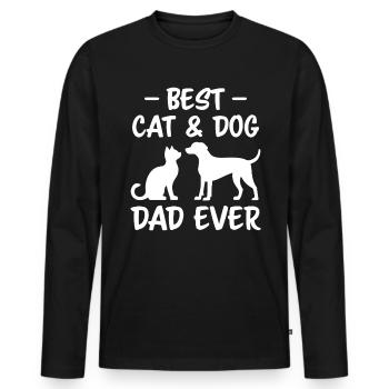 Cat and Dog Saying Funny Pet Gift - Men's Premium Organic Long Sleeve Shirt - black - Front - Nico (187cm)