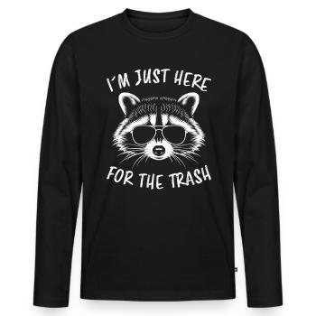 Raccoon Saying Trash Funny Raccoon Gift - Men's Premium Organic Long Sleeve Shirt - black - Front - Nico (187cm)