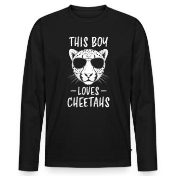 Guépard disant Afrique Drôle Cadeau de guépard - T-shirt manches longues Premium bio Homme - noir - Devant - Nico (187cm)