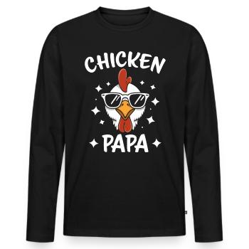 Huhn Spruch Hahn Landwirtin Lustig Hühner Geschenk - Männer Premium Bio Langarmshirt - Schwarz - Vorne - Nico (187cm)
