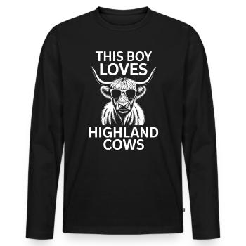 Highland Cow Highland Ecossais Highland Cattle Gift - T-shirt manches longues Premium bio Homme - noir - Devant - Nico (187cm)