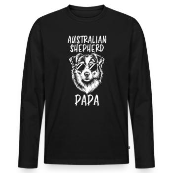 Australian Shepherd Dad Funny Aussie Gift - Men's Premium Organic Long Sleeve Shirt - black - Front - Nico (187cm)
