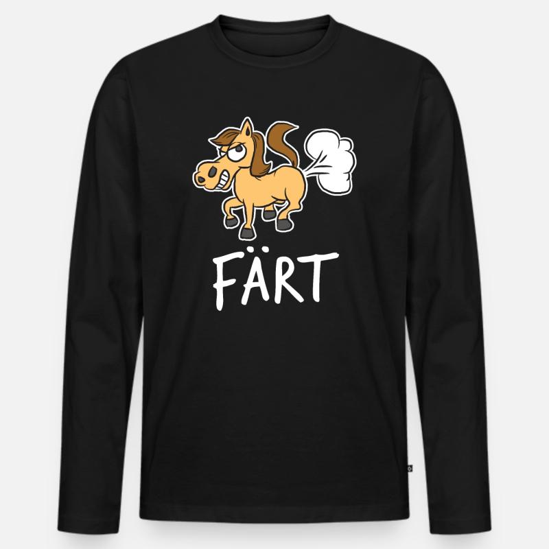 Pferd - Männer Premium Bio Langarmshirt - Schwarz