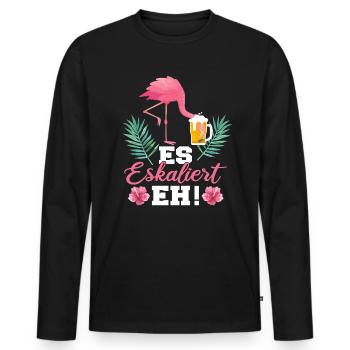 Es eskaliert eh Flamingo - Männer Premium Bio Langarmshirt - Schwarz - Vorne - Nico (187cm)