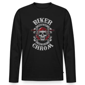 Biker werden nicht grau das ist Chrom - Männer Premium Bio Langarmshirt - Schwarz - Vorne - Nico (187cm)