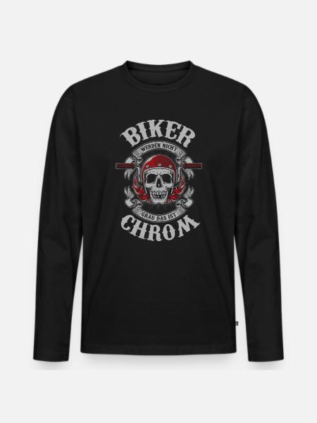 Biker werden nicht grau das ist Chrom - Männer Premium Bio Langarmshirt - Schwarz