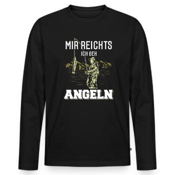 Mir reichts ich geh angeln - Männer Premium Bio Langarmshirt - Schwarz - Vorne - Nico (187cm)