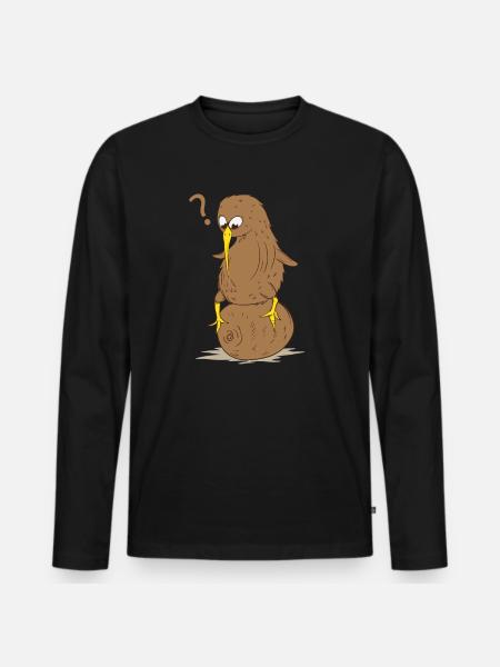Kiwi Vogel Kiwifrucht Laufvogel - Männer Premium Bio Langarmshirt - Schwarz
