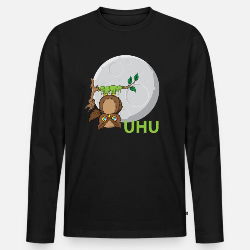 Uhu Eule Vogel Kleber - Männer Premium Bio Langarmshirt - Schwarz