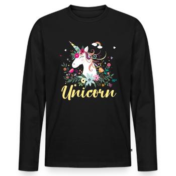 Unicorn unicorn and unicorns - Men's Premium Organic Long Sleeve Shirt - black - Front - Nico (187cm)