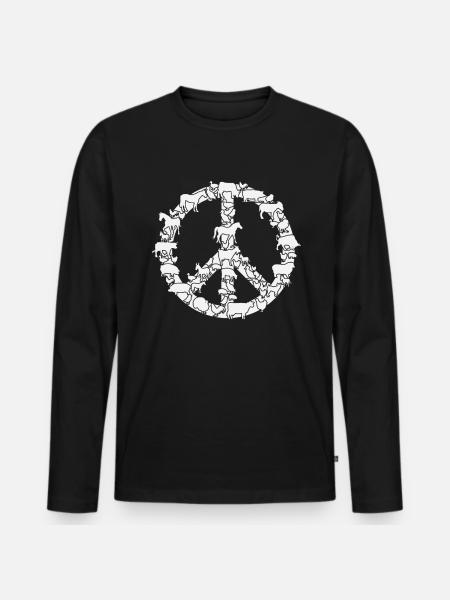 Peace sign with animals - Men's Premium Organic Long Sleeve Shirt - black