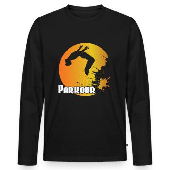 Backflip de parkour - T-shirt manches longues Premium bio Homme - noir - Devant - Nico (187cm)