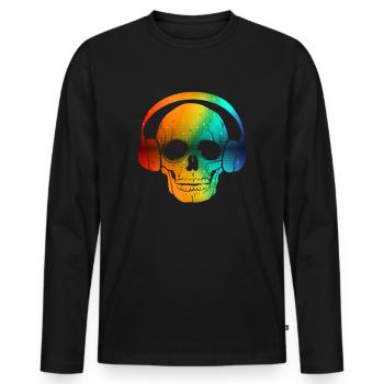 Skull DJ - Men's Premium Organic Long Sleeve Shirt - black - Front - Nico (187cm)